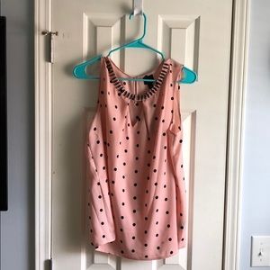 Pink and black polka dot top
